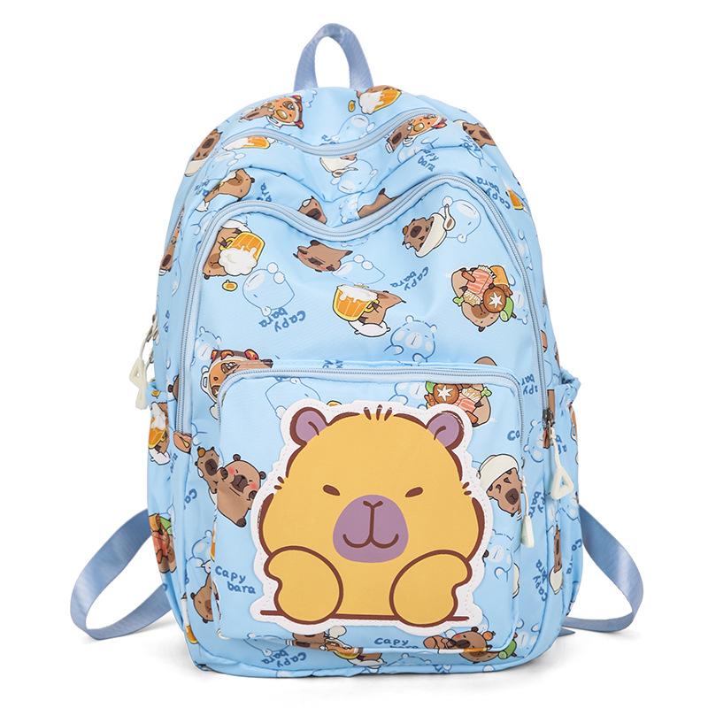 School bag New women's school bag Casual versatile trendy school bag Kapibara cartoon junior high school student back