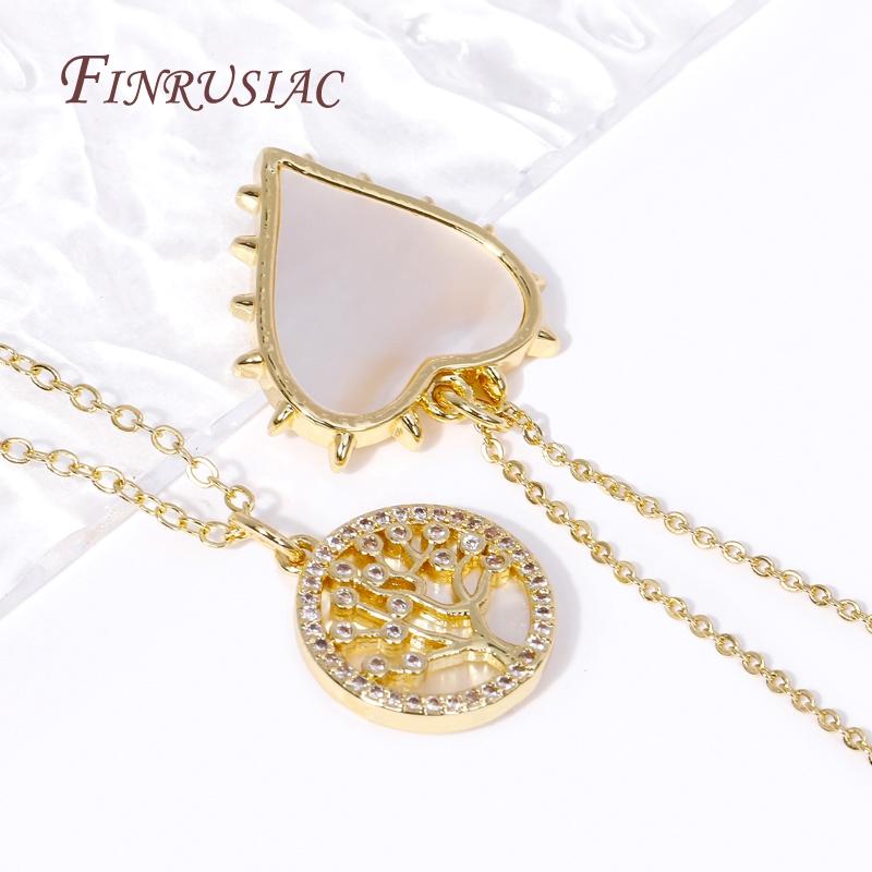 Fashion 18K Gold Plated Inlay Shell Heart Charms Christmas Tree Pendants for Jewelry Making Supplies DIY Necklace Accessories