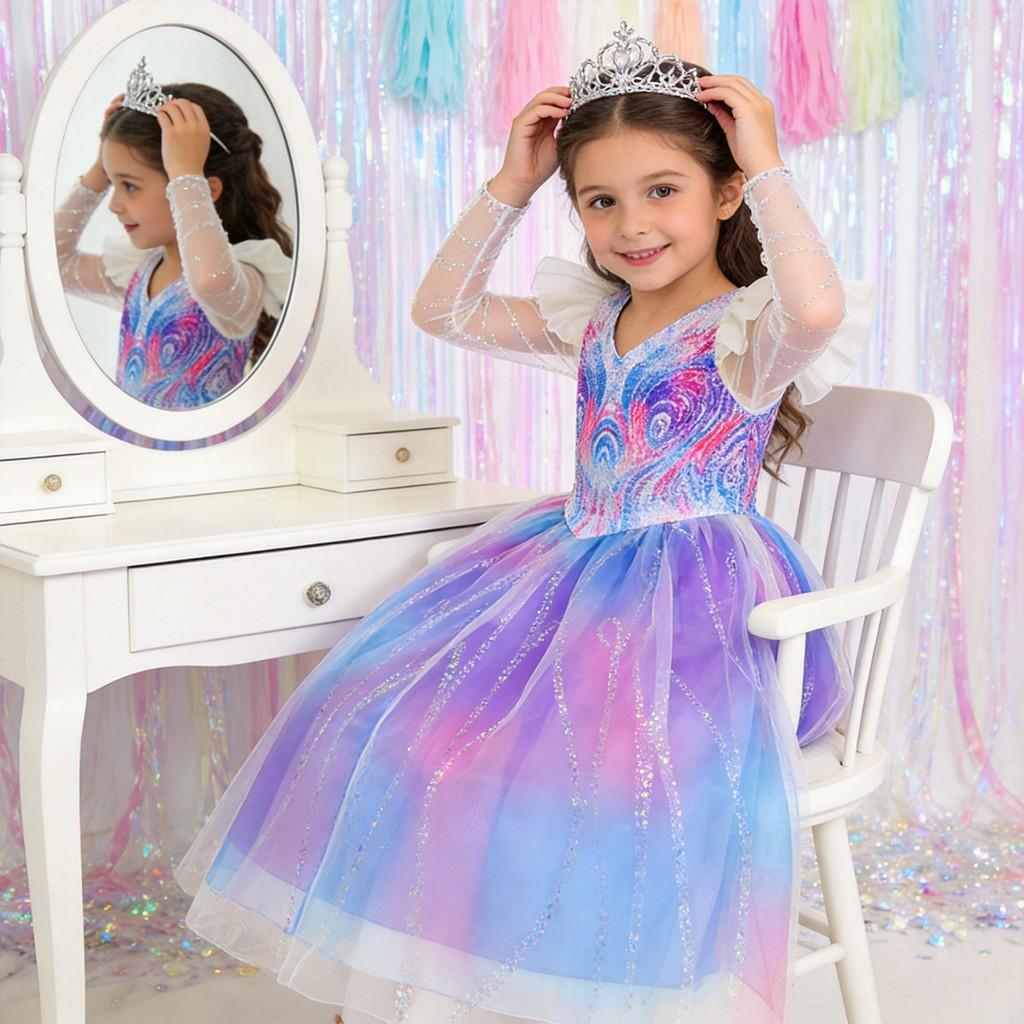 Wicked Childrens Princess Dress With Tulle Fabric For Halloween Cosplay Kids Age 3-8