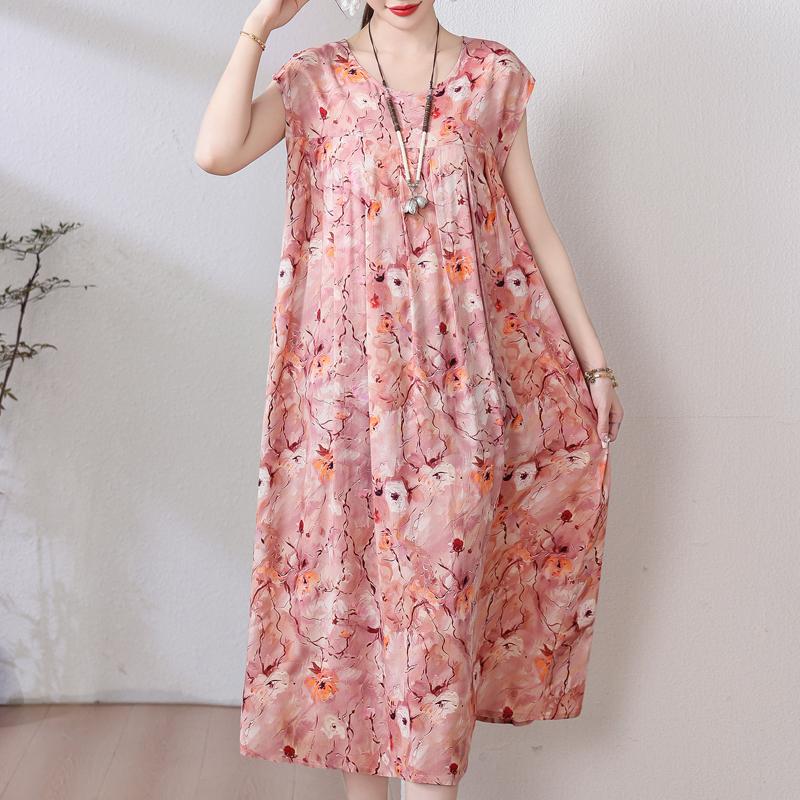Plus Size Sommer Vintage Kleid Frau Oversize Lose ärmellose lässige elegante lange Kleider
