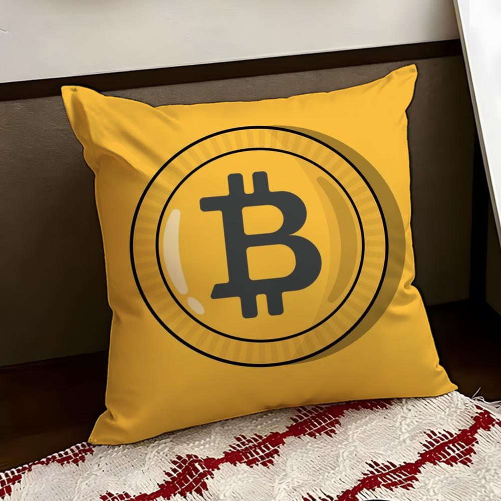 BBitcoin Cryptocurrency Btc Cushion Cover Reversible Soft Durable Pillow Cover Home  Car MultiScene Use for Daily Comfort