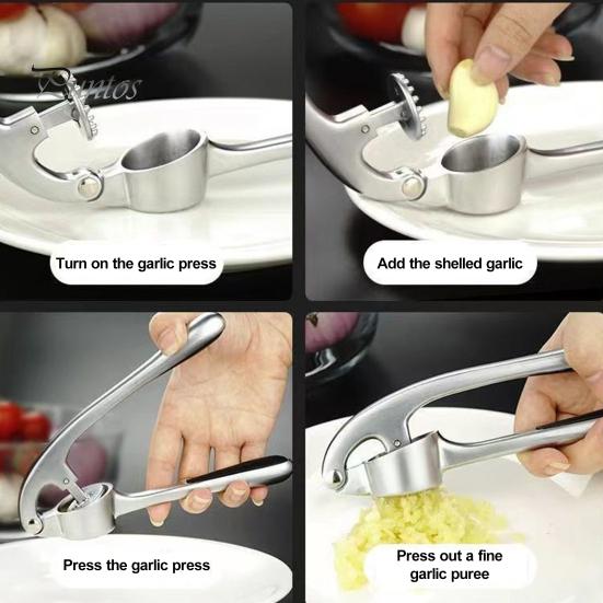 Sinklegering Hvitløkspresse Ergonomisk håndtak Hvitløkspresser Bærbar finmasket hvitløksknuser Kjøkken Gadget