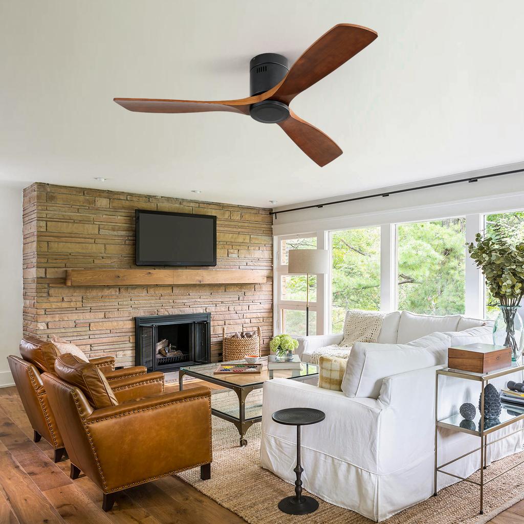 USA Skladem 52palcový stropní ventilátor pro přímou montáž Stylový design stropního ventilátoru Moderní chytrý stropní ventilátor s dálkovým ovládáním