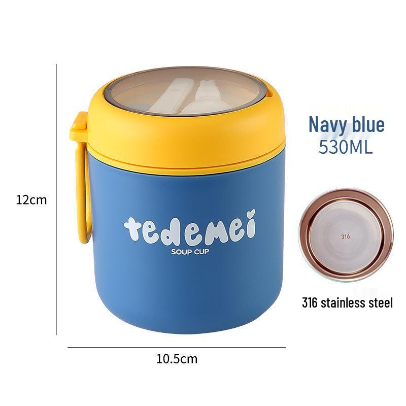 Compact Insulated Microwaveable Bento Box with 316 Stainless Steel Soup Cup