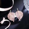 Celebrity Atmospheric Skinny Pink Hollow Leaf Earrings Needle Gold Zircon Earrings