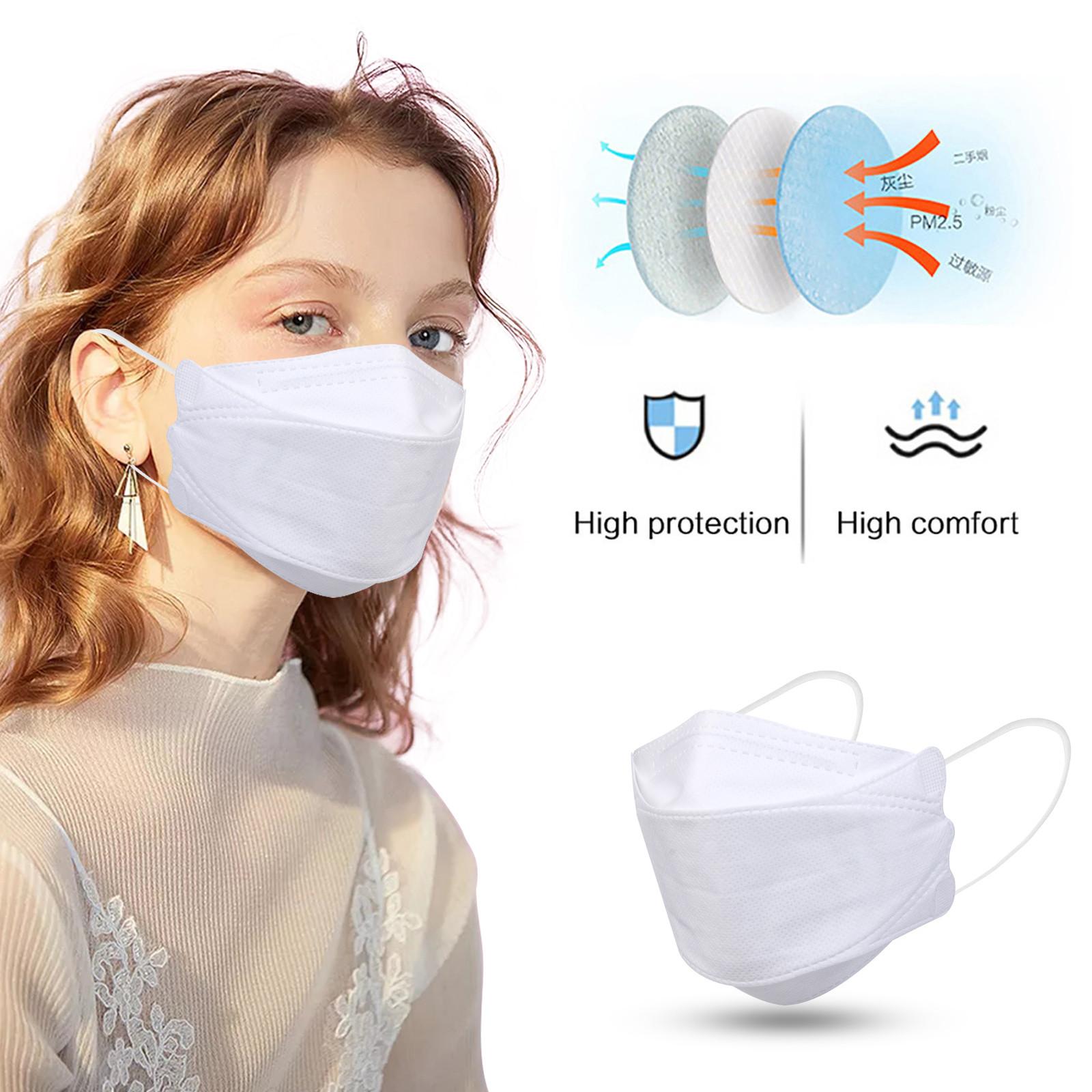 

Взрослая на открытом воздухе маска для предотвращения капель и дымки, не сплетенная, для лица рыбы белый