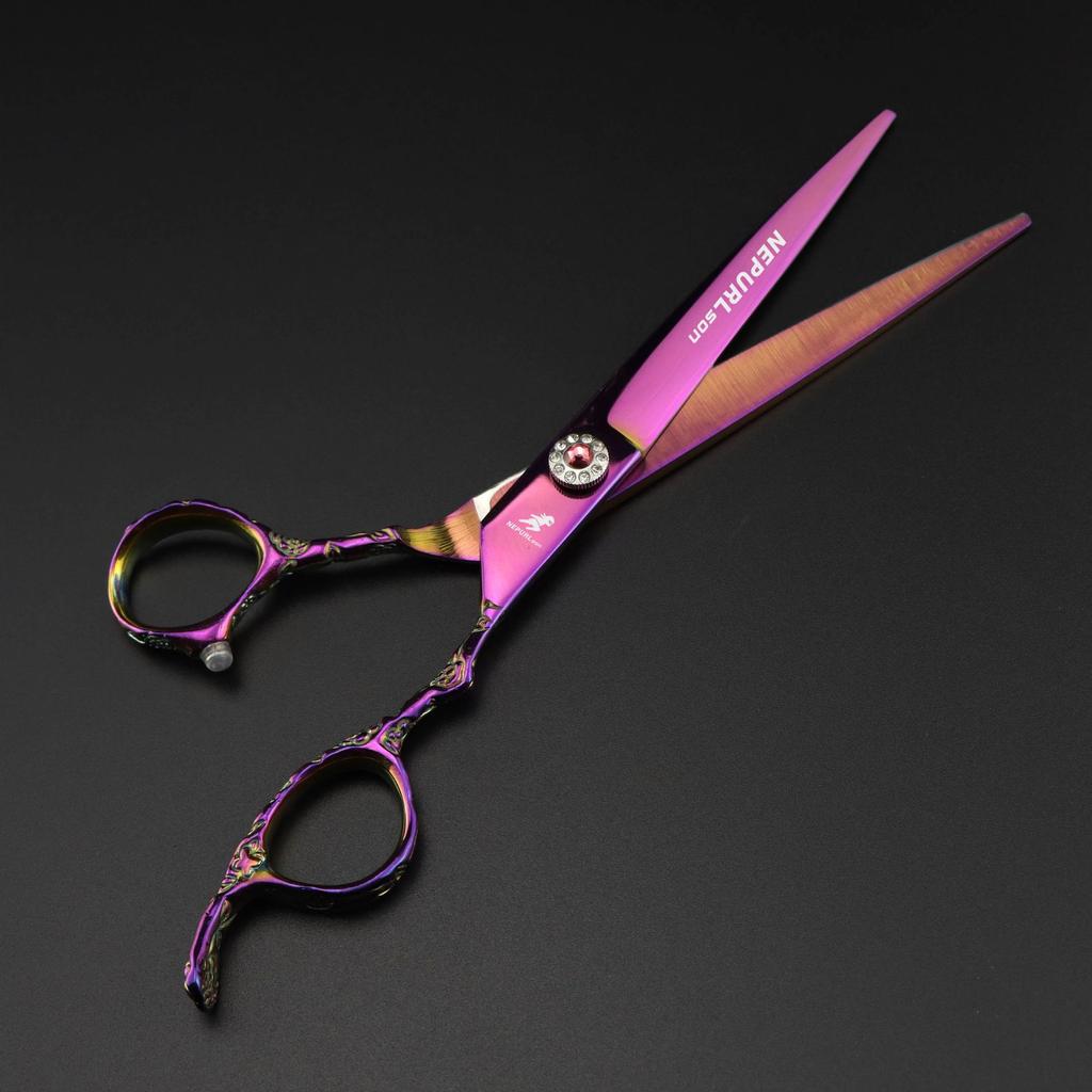 7.0 Inch, Pink, Plum Blossom Handle Personalized, Hair Scissors, Pet Scissors