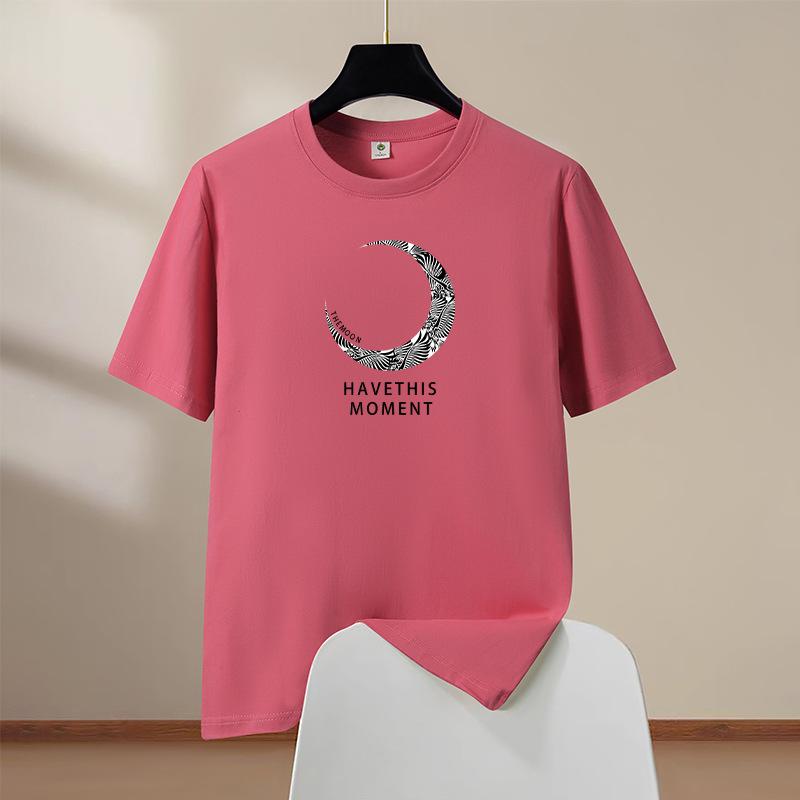Moon Oversized Mens Cotton Short Sleeve T-Shirt Man Round Neck Casual Tee