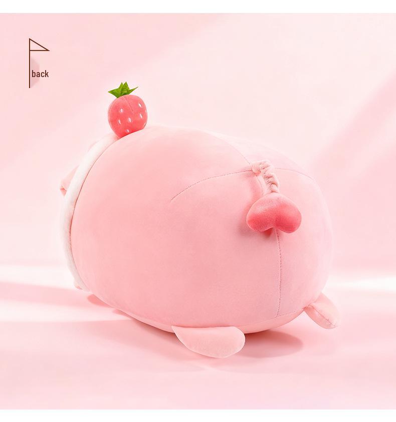 Cute Strawberry Piglet Plush Doll Pillow - Perfect Birthday Gift & Backrest
