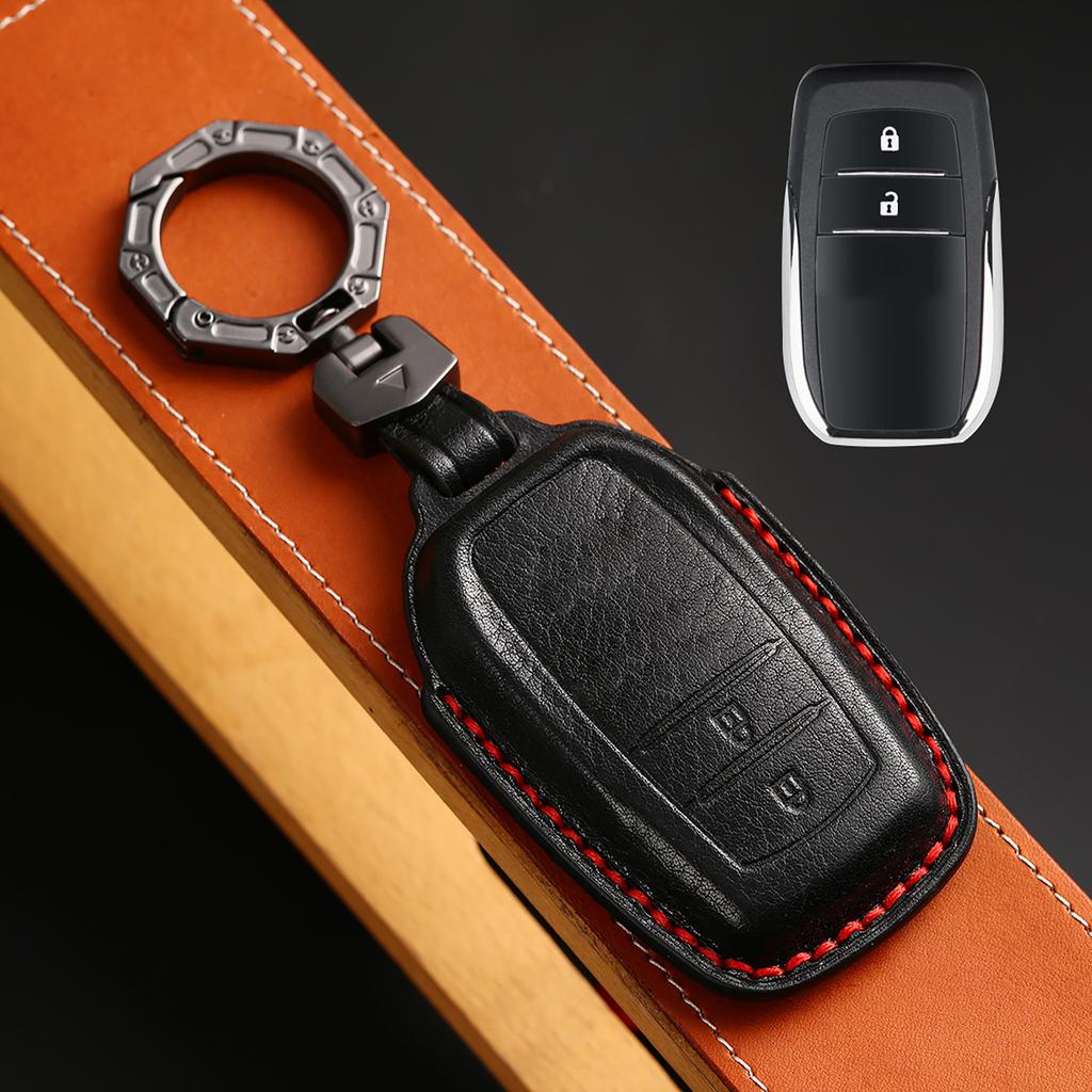 Leather Car Key Fob Case Cover Accessories For Toyota Sienna Rav4 Venza Mirai Hybrid Vehicles Alphard Previa Voxy