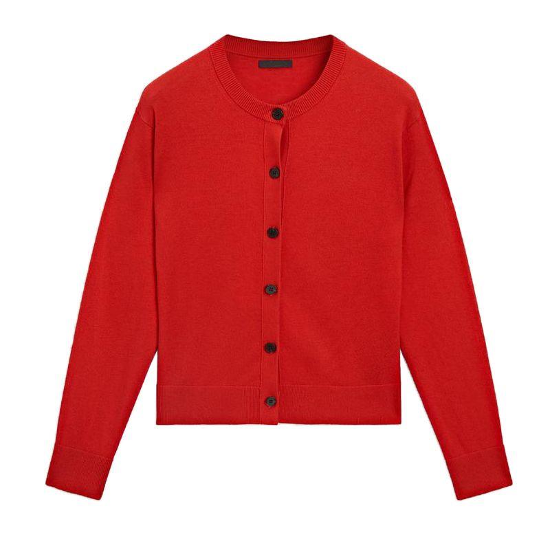 MD Spring New Casual Normcore Temperament Commute Gray round-Collar Knitting Cardigan Short Coat 5628516