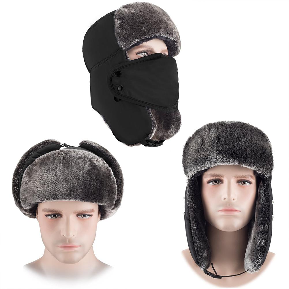 Unisex Warm Trapper with Detachable Mask Windproof Soft Winter Hat