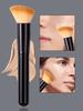 Single Black Wooden Handle Makeup Brush - All-in-One Face Powder, Loose Powder & Blush Cosmetic Brush Tool