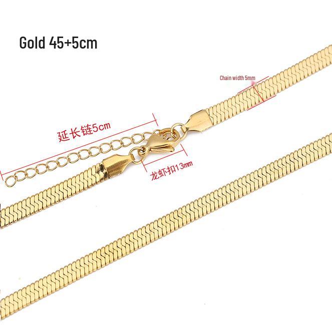 18K Gold Nordic-Style Titanium Snake Bone Chain Necklace for Women