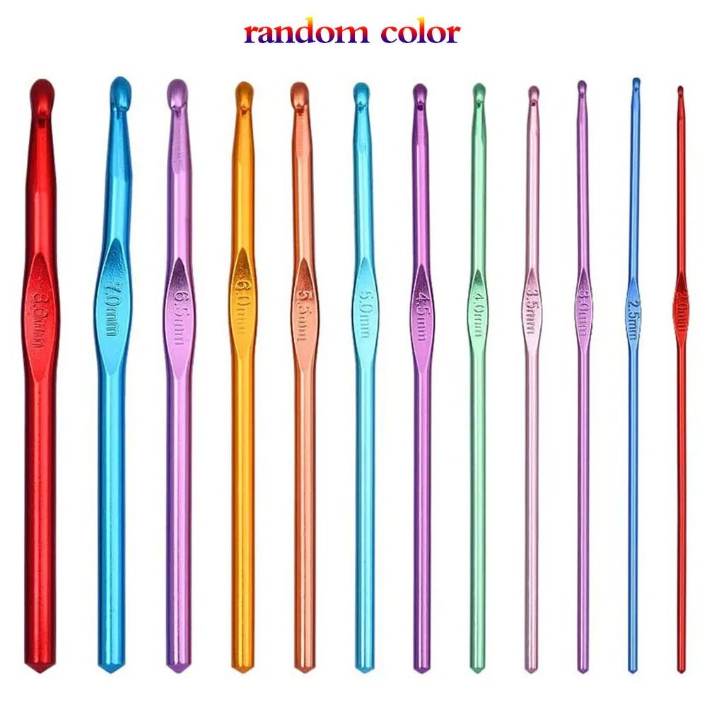 Comfortable Crochet Needles Set Multicolored Handle Crochet Knitting Knitting Needle  Sewing Tools