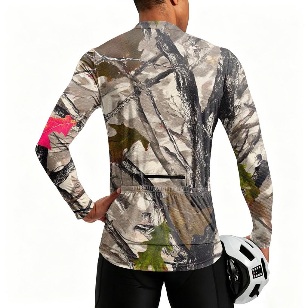 Heren Lange Mouw Fietsjersey Ademend Sneldrogend Stof Halve Rits Pullover Lichtgewicht Atletisch Shirt voor Buitensporten