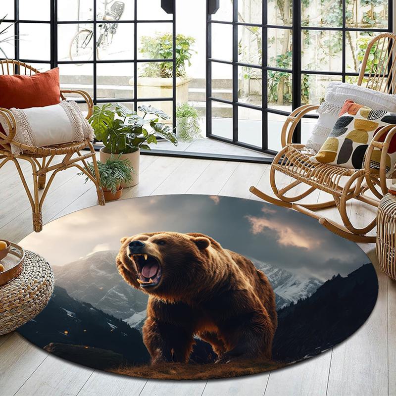 

1Pc Bear Circular Print Rug - home decoration Carpet For Living Room Bedroom Flooring Computer Chair Area Rug 80x80cm( 31x31in)