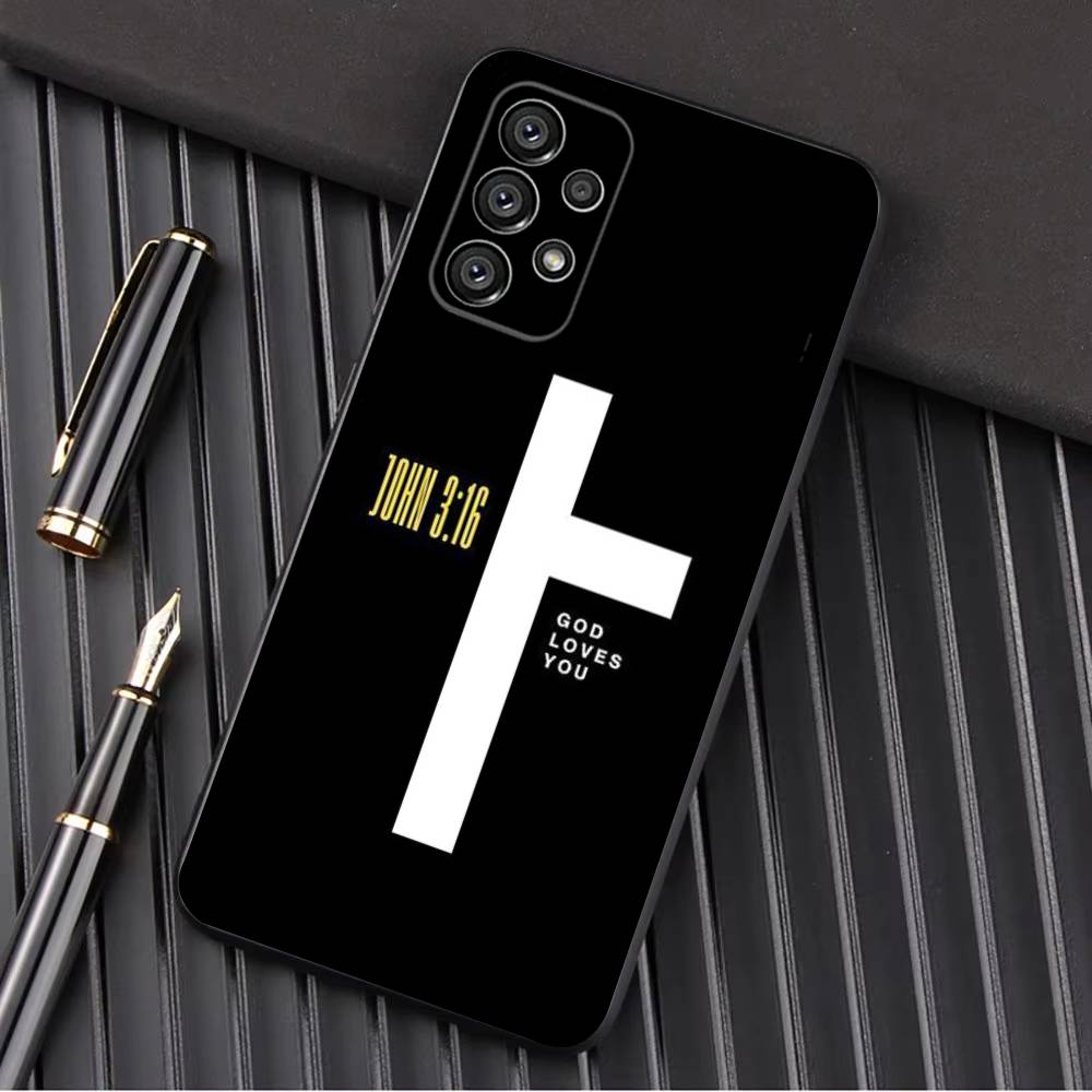 Verse of The Christian Bible Jesus Phone Case For Samsung Galaxy A13,A21s,A22,A31,A32,A52,A53,A71,A80,A91 Soft Black Shell