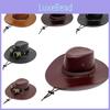 Cowboy Pu Leather Hat For Outdoor Sun Protection And Breathability For Men And Women
