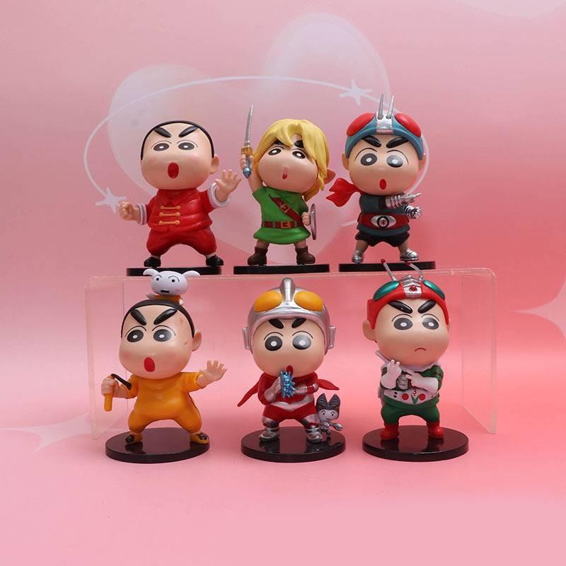 Adorable Crayon Shin Chan Figure Collection Featuring Six Unique Character Designs