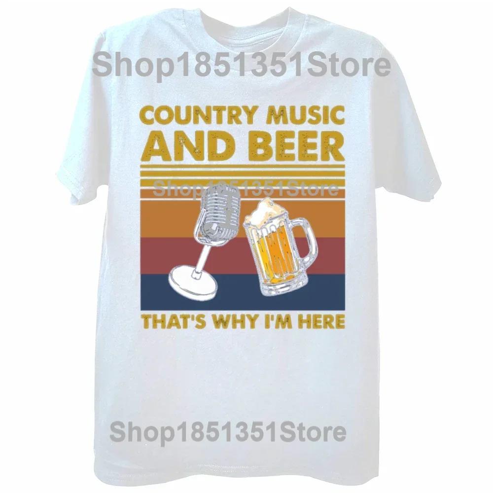 Funny Country Music and Beer T Shirts Summer Drinking Graphic Cotton Streetwear Short Sleeve Wine Gifts Tshirt Mens Clothing S