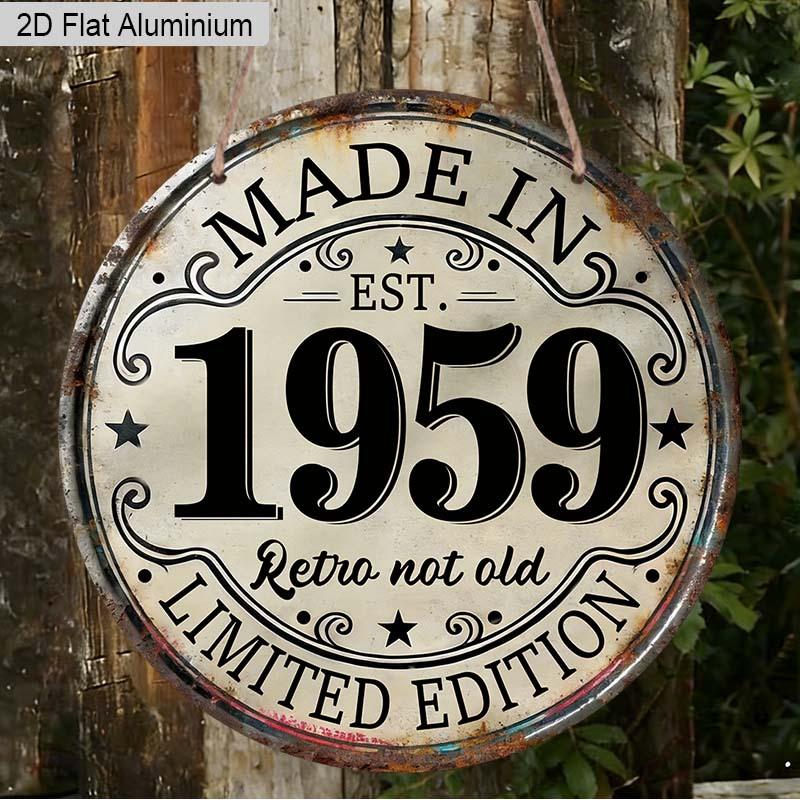 

2D Flat Vintage Made in 1959 Aluminum Plaque, Wall Decor for Home Bar Cafe Garage, Ideal Birthday Gift for Friends 20cm/7.87Inch