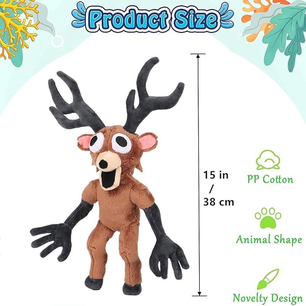 Plush Deer Stuffed Animal Toy - Super Soft Huggable with Big Expressive Eyes, Detailed Black Antlers, Brown Body & Black Limbs