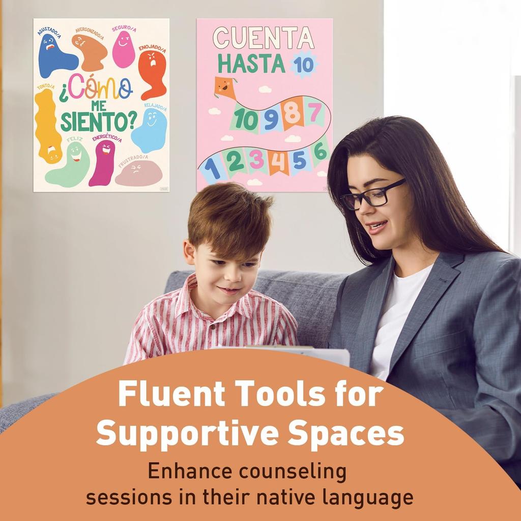 S&O Spanish Language Calming Corner Classroom Therapy Posters - Calm Down Corner Supplies - Feelings Chart - Emotions Chart for Kids - Spanish