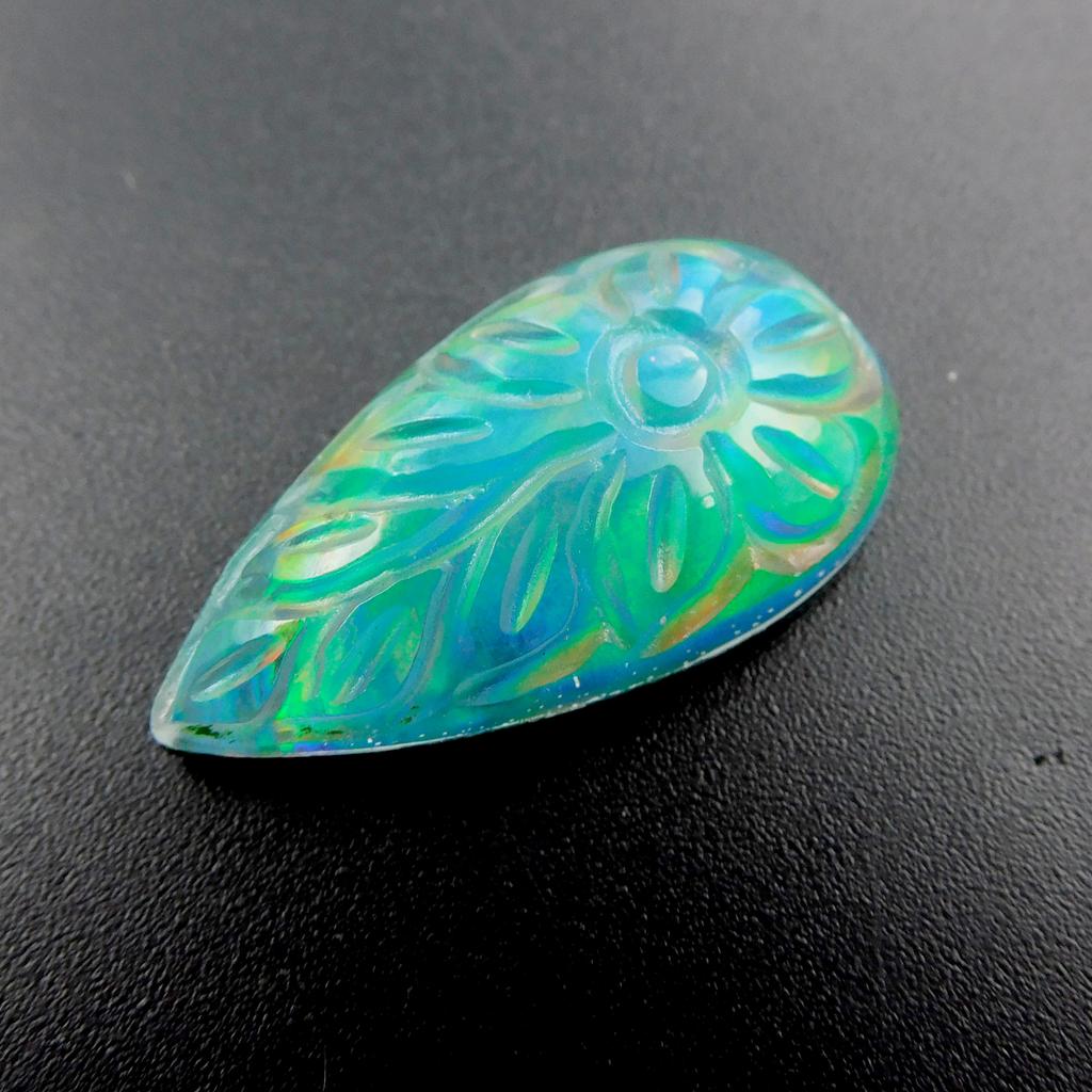 Lab Created Doublet Opal Pear 22.05 Ct Beautiful Certified Loose Gemstone