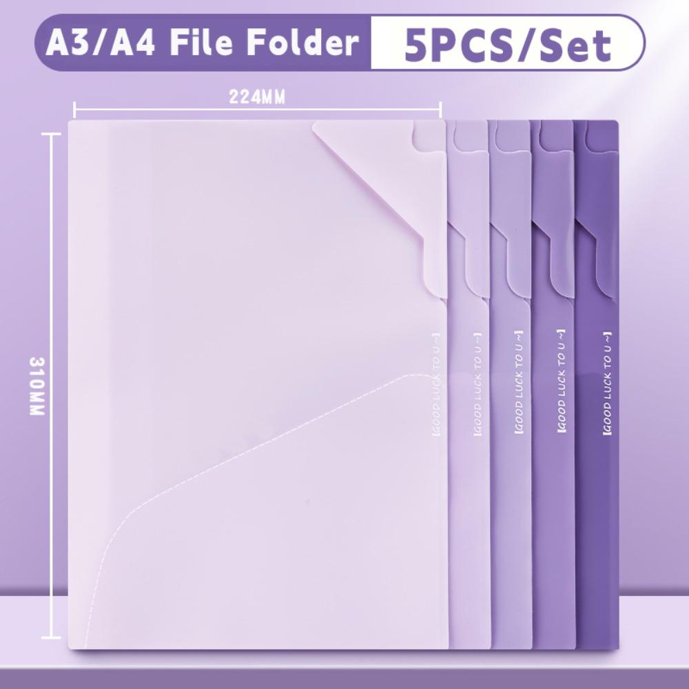5PCS/Set New A3/A4 File Folder Gradient Color Thickened Contract Folder Waterproof Document Organizer School Office
