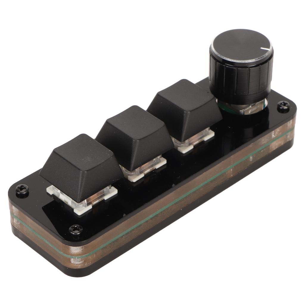 Mini 3 Key Keypad with Knob Custom Programming Hot Swappable Blue Switch Macro Mechanical Keyboard
