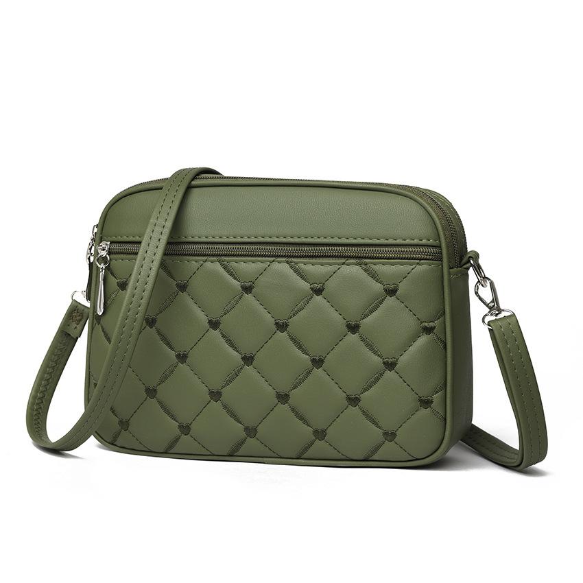 LCAuto parts Dames Sling Schoudertas Kleine Vierkante Handtas Nieuw Gewatteerd Design PU Leer Crossbody Tas Veelzijdige Messenger Bag 26x7x18cm groen