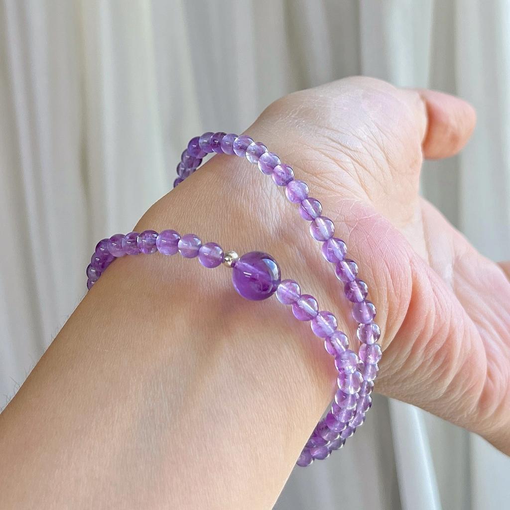 925 Silver High Quality Natural Amethyst Multi-Circle Bracelet Bracelet