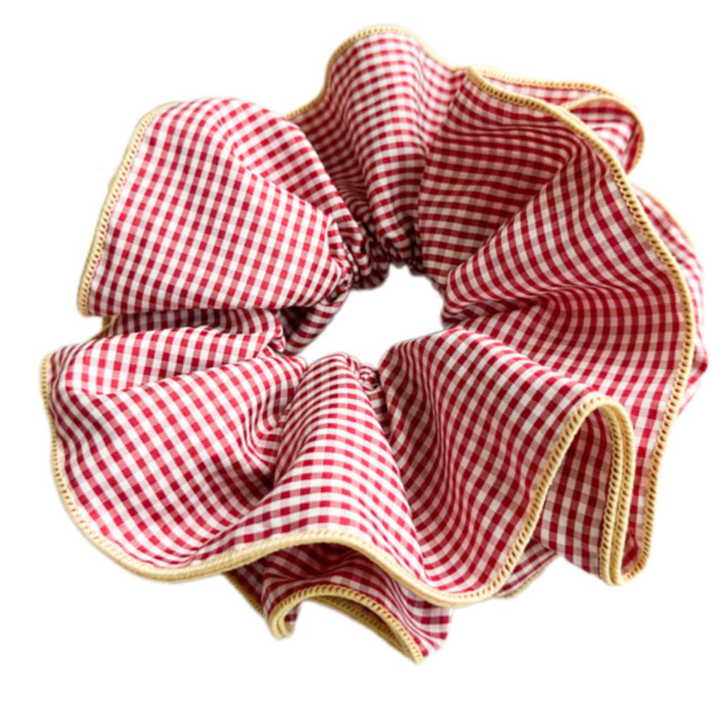 Retro Korean Style Plaid Ruffles Double Layer Hair Ties for Women and Girls Fashionable Oversized Scrunchies