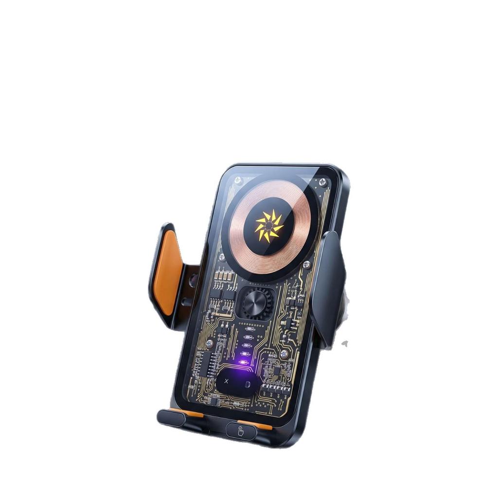 Transparent Cyberpunk Car Wireless Charger & Anti-shake LED Phone Mount