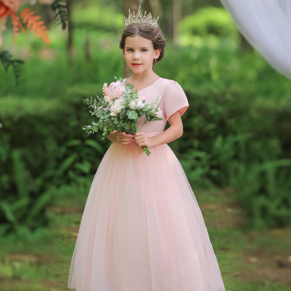 Mädchen Prinzessinnenkleid Klavieraufführung Kostüm Mittlere Große Kinder Bankett Abendkleid Hochzeitskleid Atmungsaktives Mesh Formelles Outfit