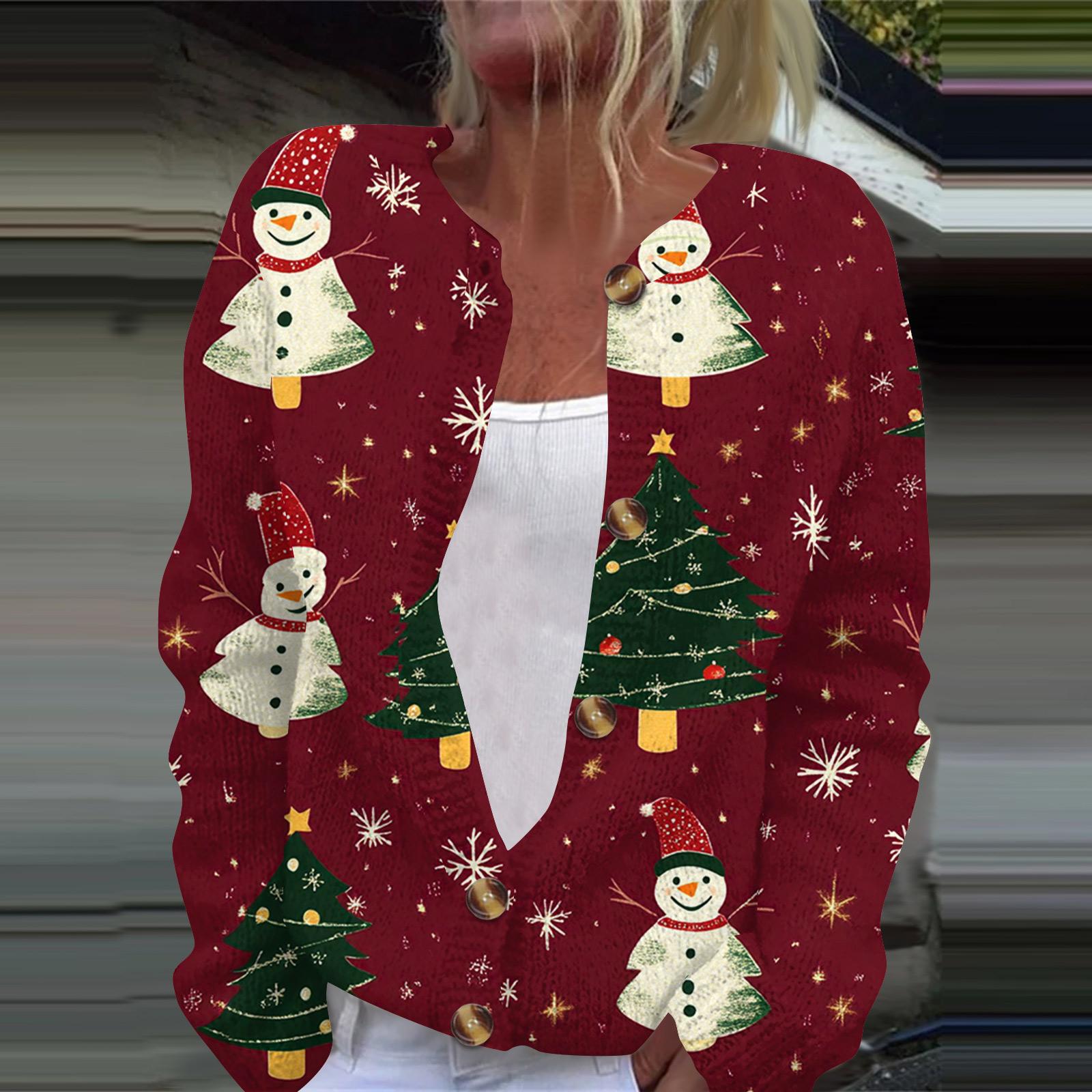 

Женская модная принтованная куртка с длинным рукавом и вязанным кардиганом на пуговицах XL красный