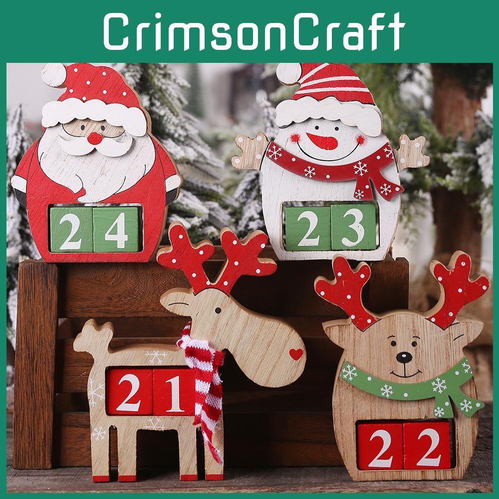 Bezaubernder hölzerner Weihnachts-Countdown-Kalender Dekoratives Stück mit Schneemann-Design