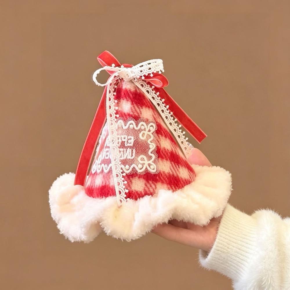 Cute Christmas Hair Clip Cloth Mini Size Santa Hat Barrette Hair Pin Xmas Use