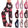 Women's Fashionable Loose Casual Trousers With Valentine's Day Heart Print