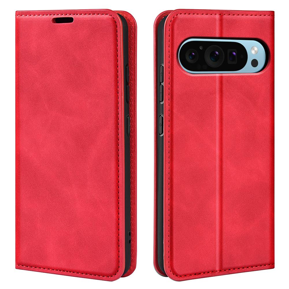 For Google Pixel 9/Pixel 9 Pro Leather Case Skin-Touch Magnetic Closing Phone Cover