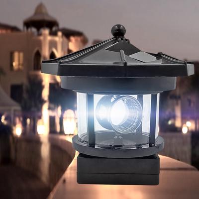 Practical Smart Sensor Lighthouse Beacon Solar LED Light Durable Multi-functional Classic Outdoor Decor Rotating Beam Lamp