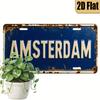 Pc Kentekenplaat Nederland Nederlands Thema Vintage Autoplaat met Amsterdam Logo Ontwerp Gepolijst Aluminium Replica voor KantoorAuto