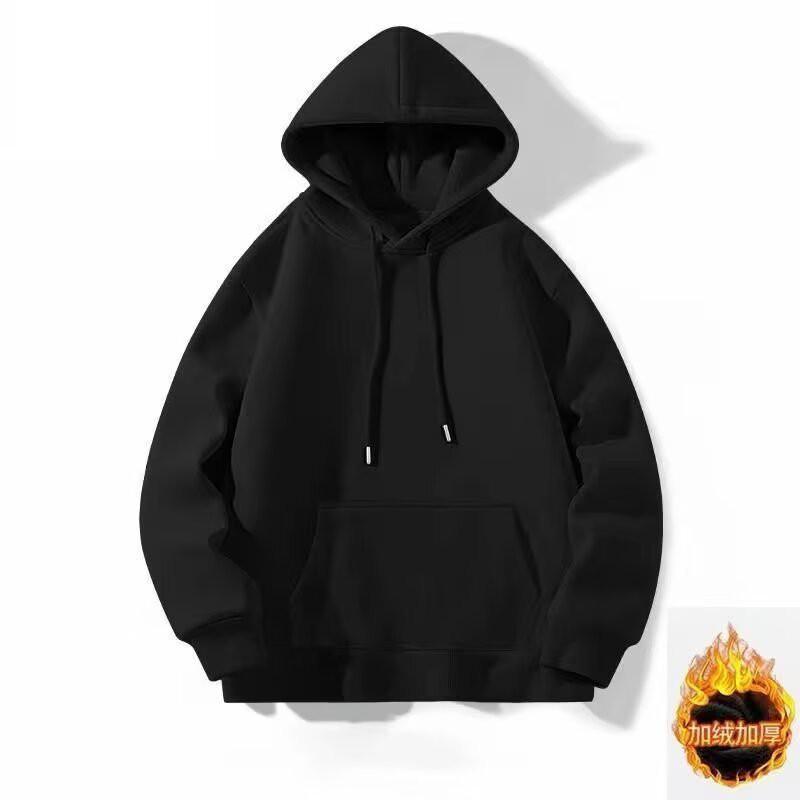 Oversized Unisex Heavyweight 420g Fleece-Lined Hooded Sweatshirt Pure Color Loose Fit Winter Casual Top