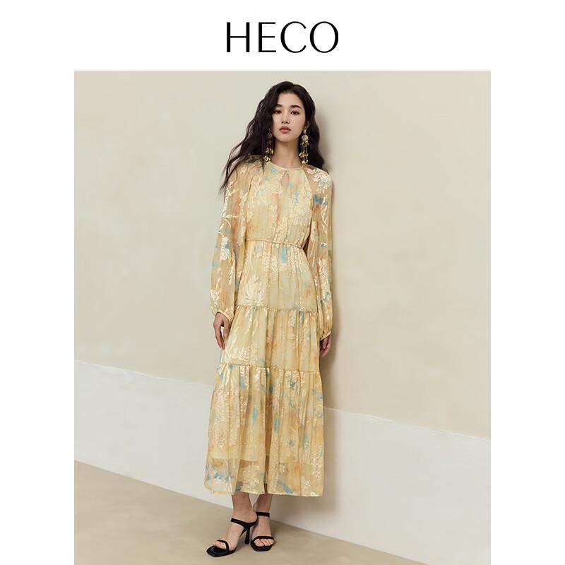 HECO New Chinese Style 2025 Summer Rayon Burnout Floral Resort Dress