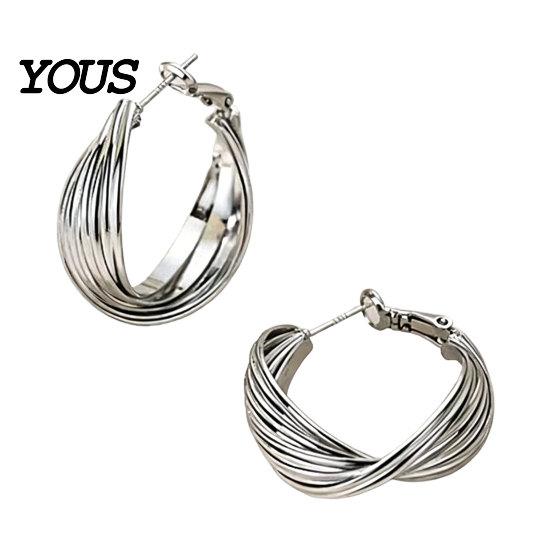 Hypoallergenic Lightweight Earrings 1 Pair Twisted Hoop for Women, Minimalist Chunky Geometric Jewelry Earrings, Large Vintage Daily Prom Party