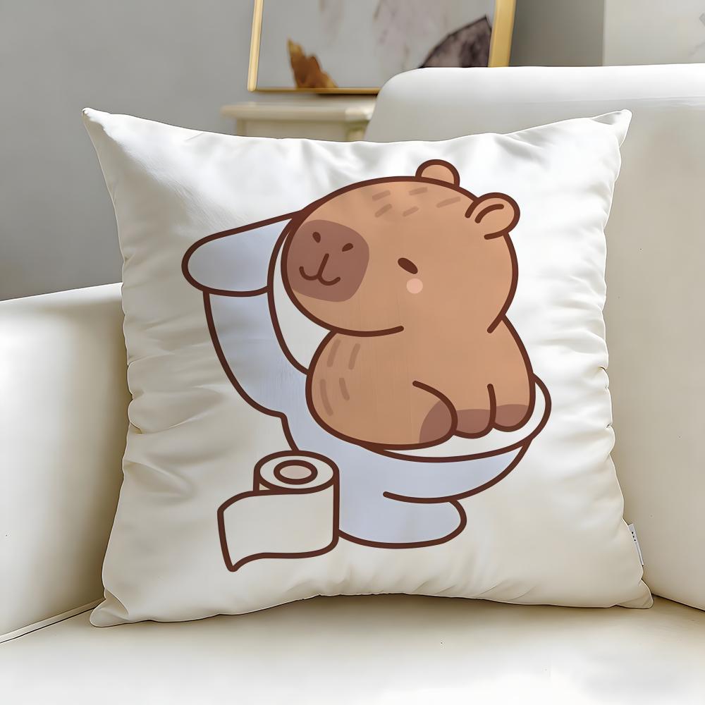 classic animal Capybara Cushion Cover Soft & Easy-Wash Pillow Case – Versatile for Couch, Bed, Travel and Office