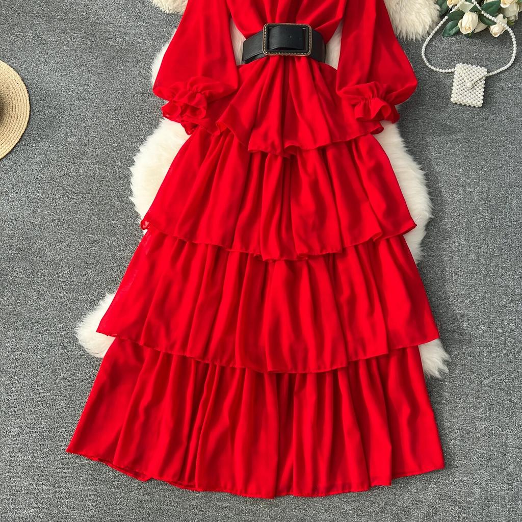 Podzimní krajka Vintage pohádkové šaty Dámské Patchwork Elegantní Party Midi Šaty Dámská mašle Korejská móda One Piece Sweet Dress 2024