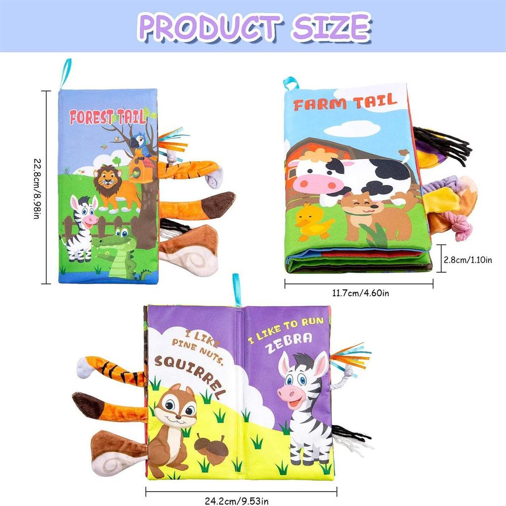 2-Pack Baby Cloth Book, Baby Soft Cloth Book, Baby Early Education Book, Washable, Children's Educational Cloth Toy