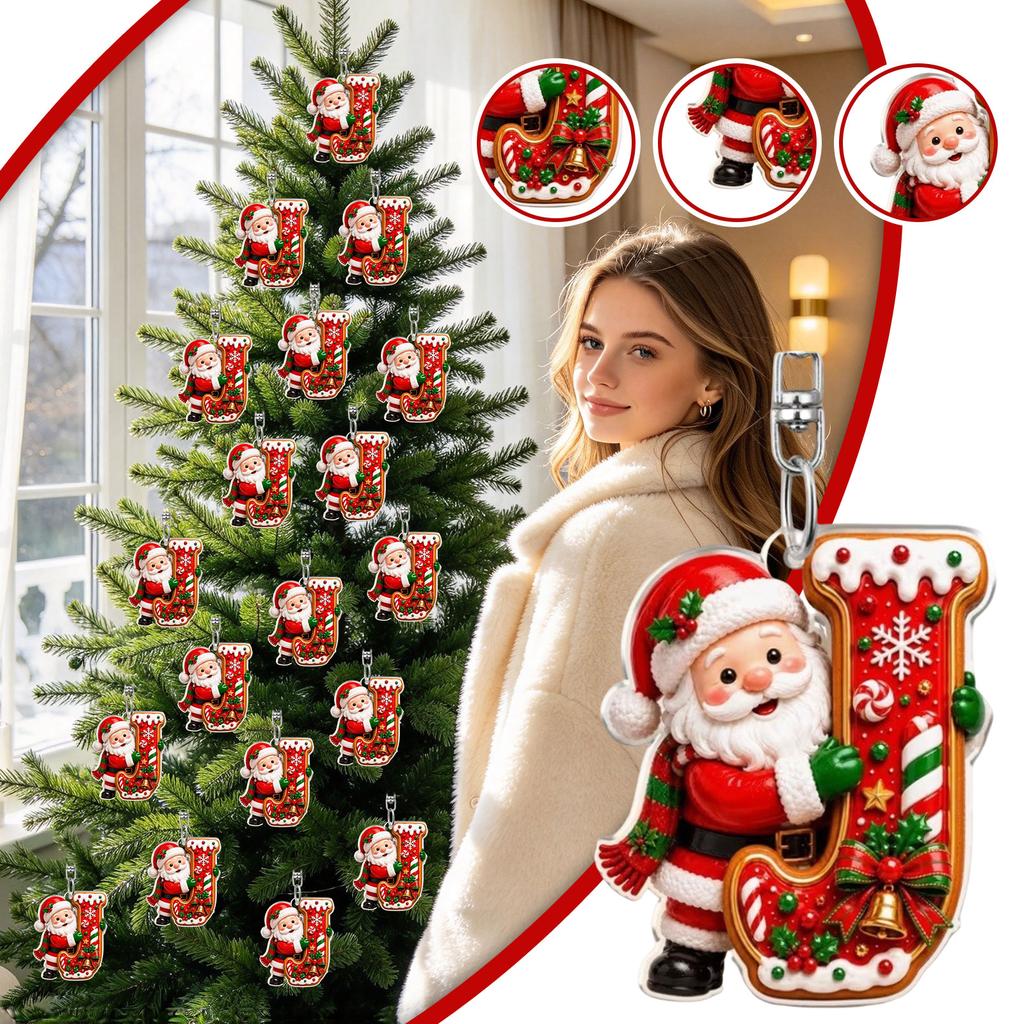 26 Letter Christmas Ornaments Set, 2D Hanging Decorations, 0.33 Thick